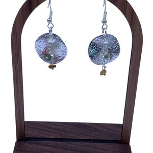 Cascading Silver Dangle Earrings with Multicolor Tourmaline and Pearl Accents